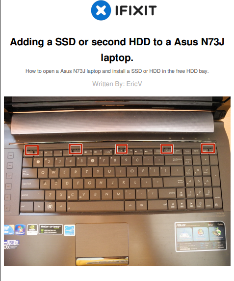 Adding a SSD or second HDD to a Asus N73J laptop